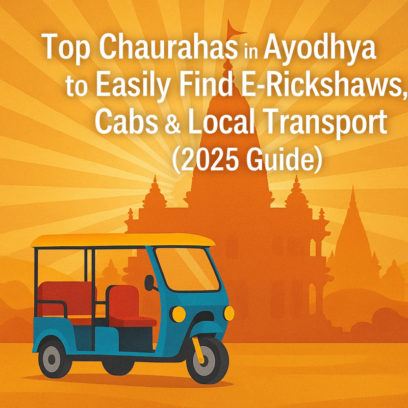 Ayodhya e-rickshaw pickup points map showing top chaurahas and cab locations
