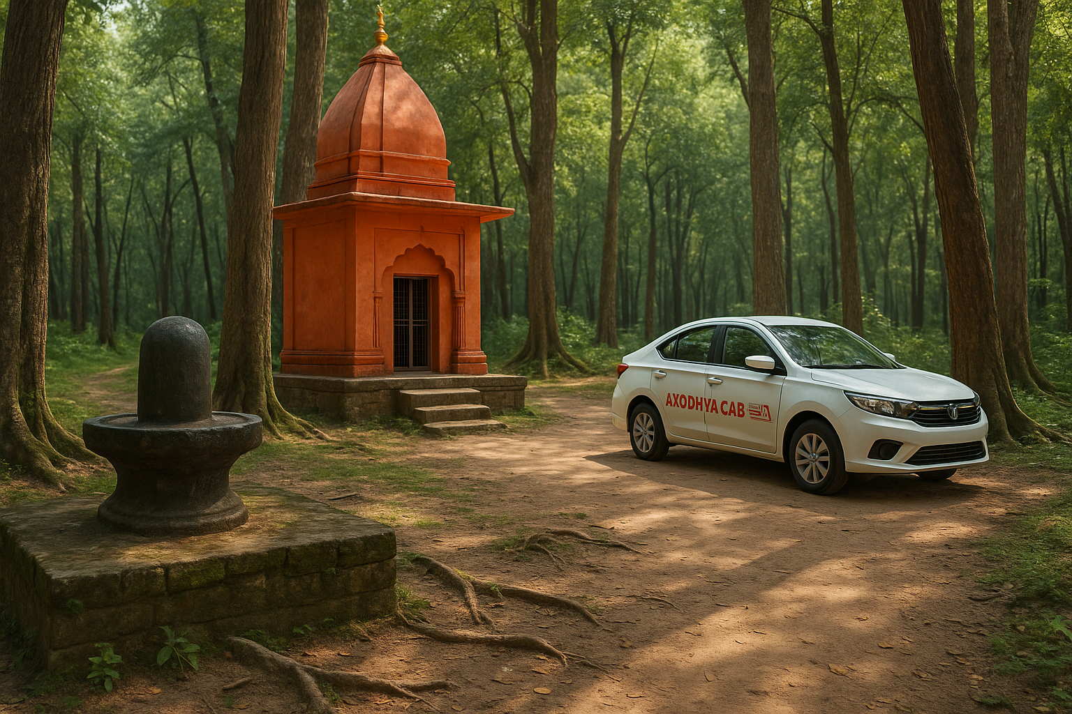 Vibhuti Nath Temple Forest Trail with Shivling and Ayodhya Cab Service Vibhuti Nath Temple in forest with Shivling and Ayodhya Cab Service car