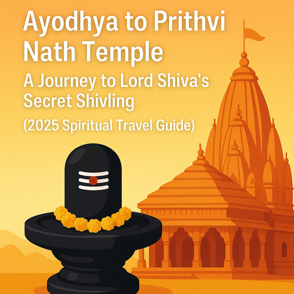 Ayodhya to Prithvi Nath Temple Shivling Travel Guide 2025 Ayodhya to Prithvi Nath Temple Shivling illustration for spiritual travel blog