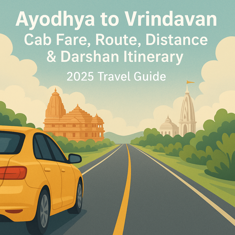 Ayodhya to Vrindavan cab route, temple darshan, fare details, and travel itinerary 2025