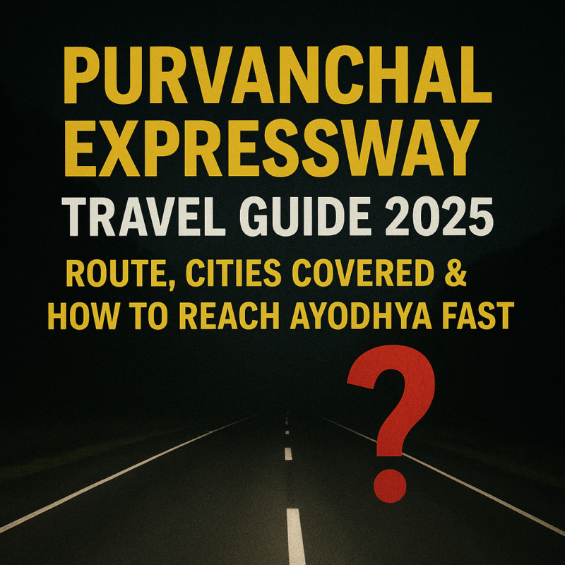 Purvanchal Expressway route map and travel guide thumbnail with a mysterious night road and a red question mark