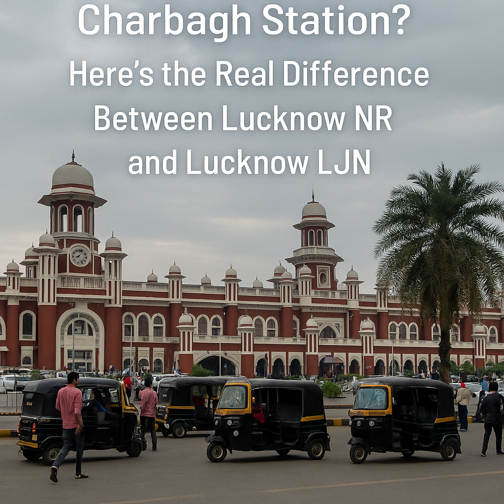 Difference between LKO LJN at Lucknow Charbagh Station Difference between LKO LJN, Lucknow Charbagh station view, railway station in Lucknow, LJN and NR station guide