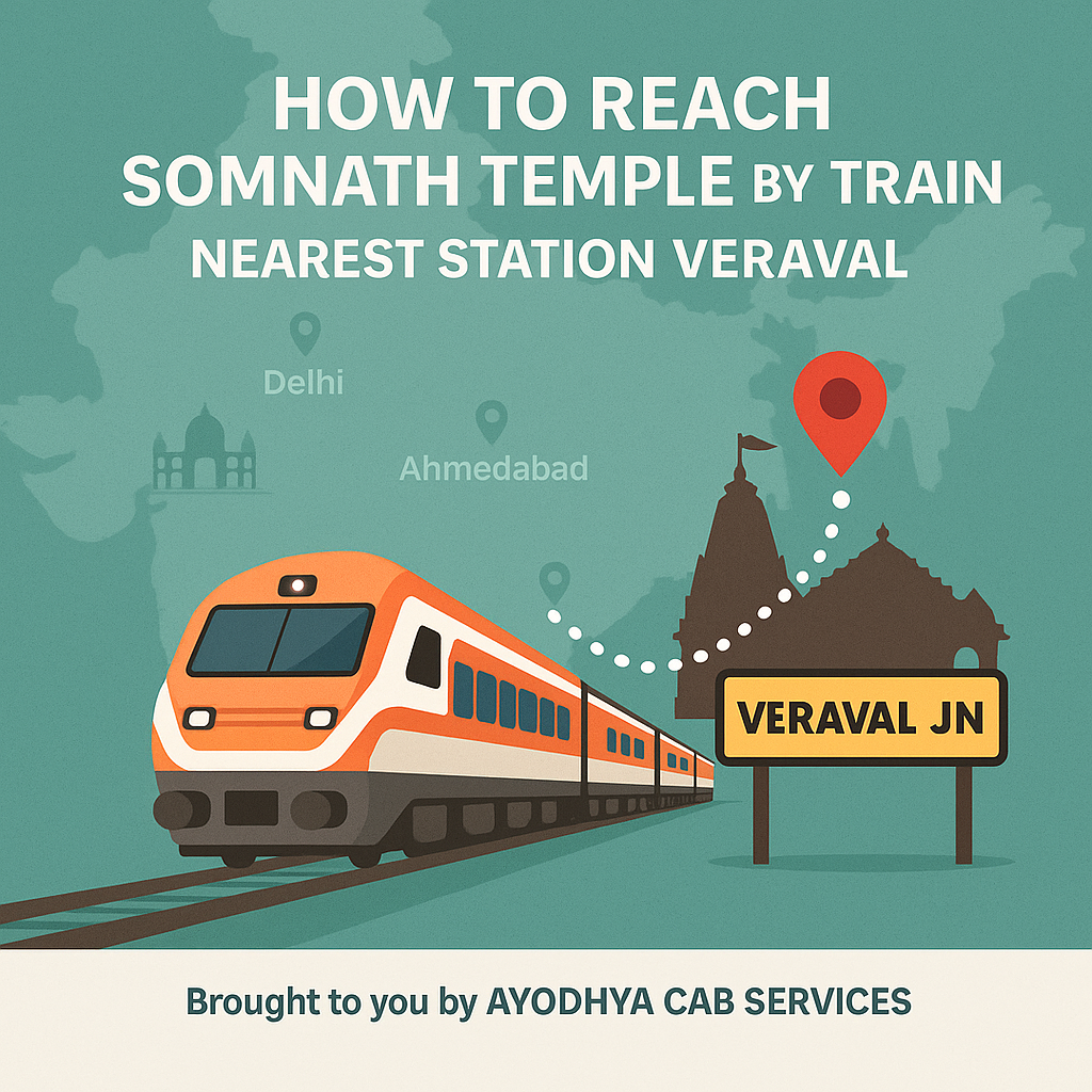 Nearest station to Somnath Temple with train route from major Indian cities