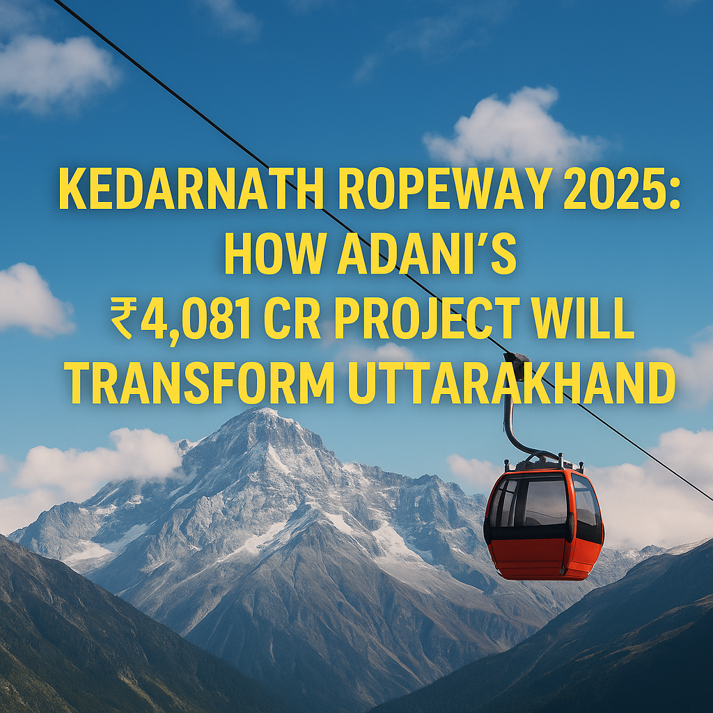 Kedarnath ropeway project details showing red cable car over Himalayas 2025 Uttarakhand