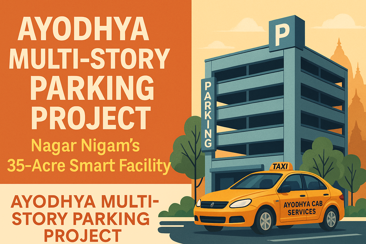 Ayodhya multi-story parking project by Nagar Nigam with Ayodhya Cab Services taxi