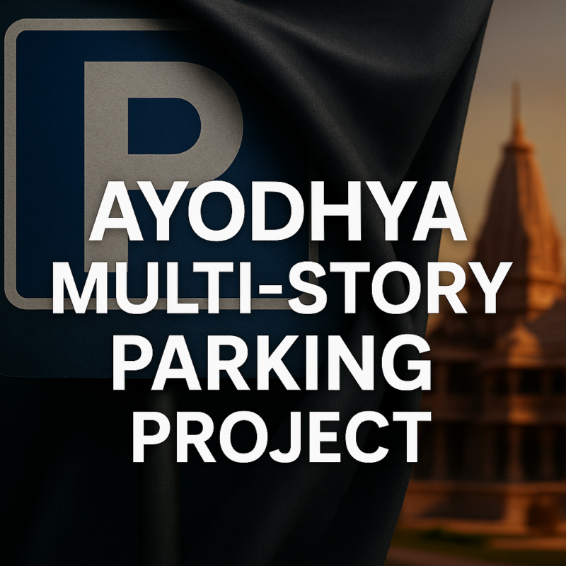 Ayodhya multi-story parking and Ram Mandir night view thumbnail