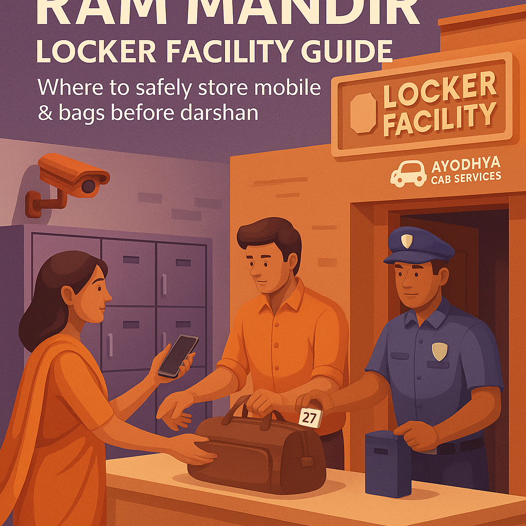 Ram Mandir locker facility with Ayodhya Cab Services helping devotees store mobile and bags safely