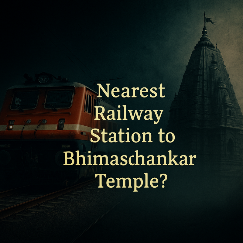 Nearest railway station Bhimashankar Temple with train and temple background