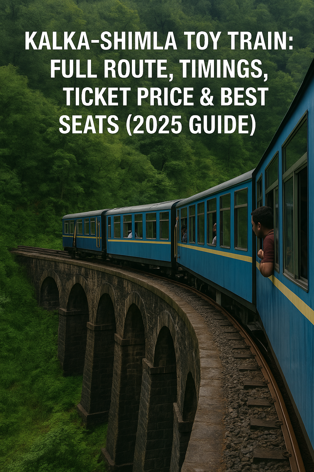 Kalka–Shimla Toy Train 2025 Scenic Journey Thumbnail Kalka–Shimla toy train crossing bridge with scenic mountain view 2025 guide