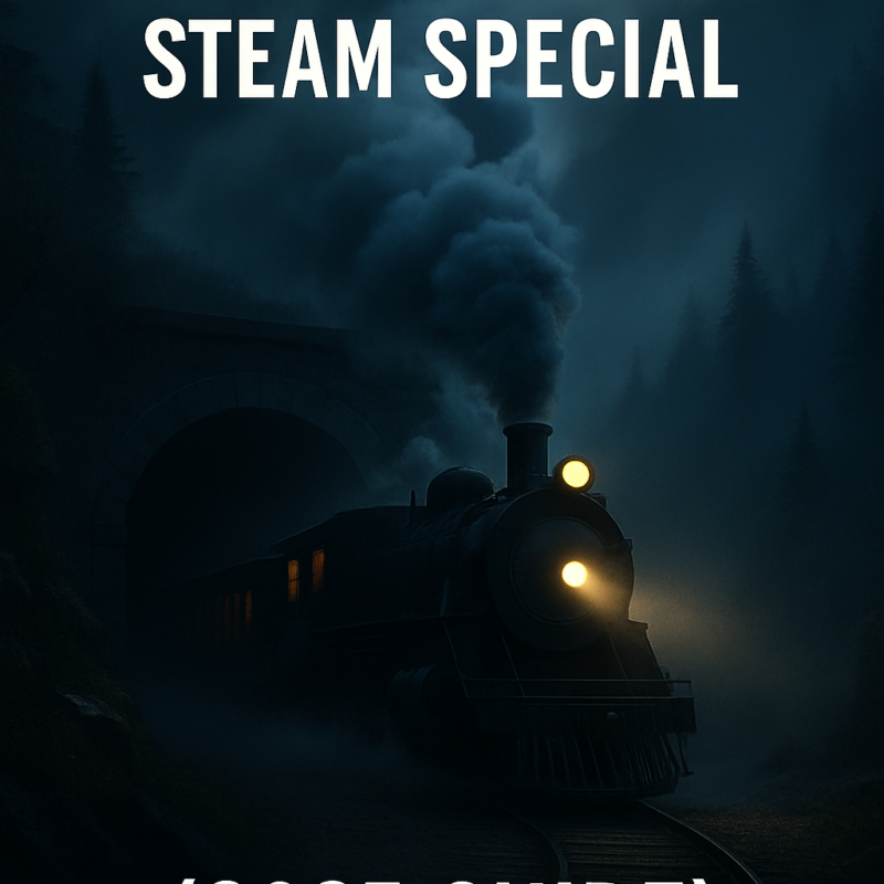 Shimla Heritage Steam Special suspense thumbnail steam engine in foggy mountains glowing light