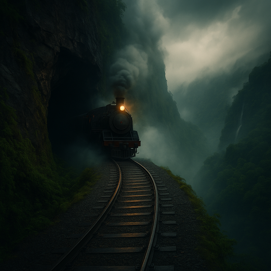 Lumding–Badarpur Hill Section Dangerous Train Route 2025 Illustration Lumding–Badarpur Hill Section train route illustration on dangerous hill cliffs in Assam