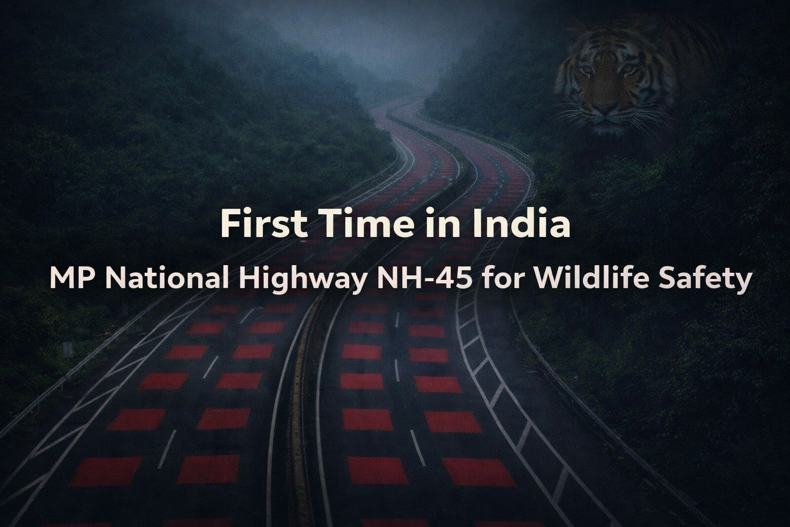 First Time in India: MP National Highway NH-45 Built for Wildlife Safety with 5mm Red Carpet Markings Across 11.96 KM Near Veerangana Durgavati Tiger Reserve