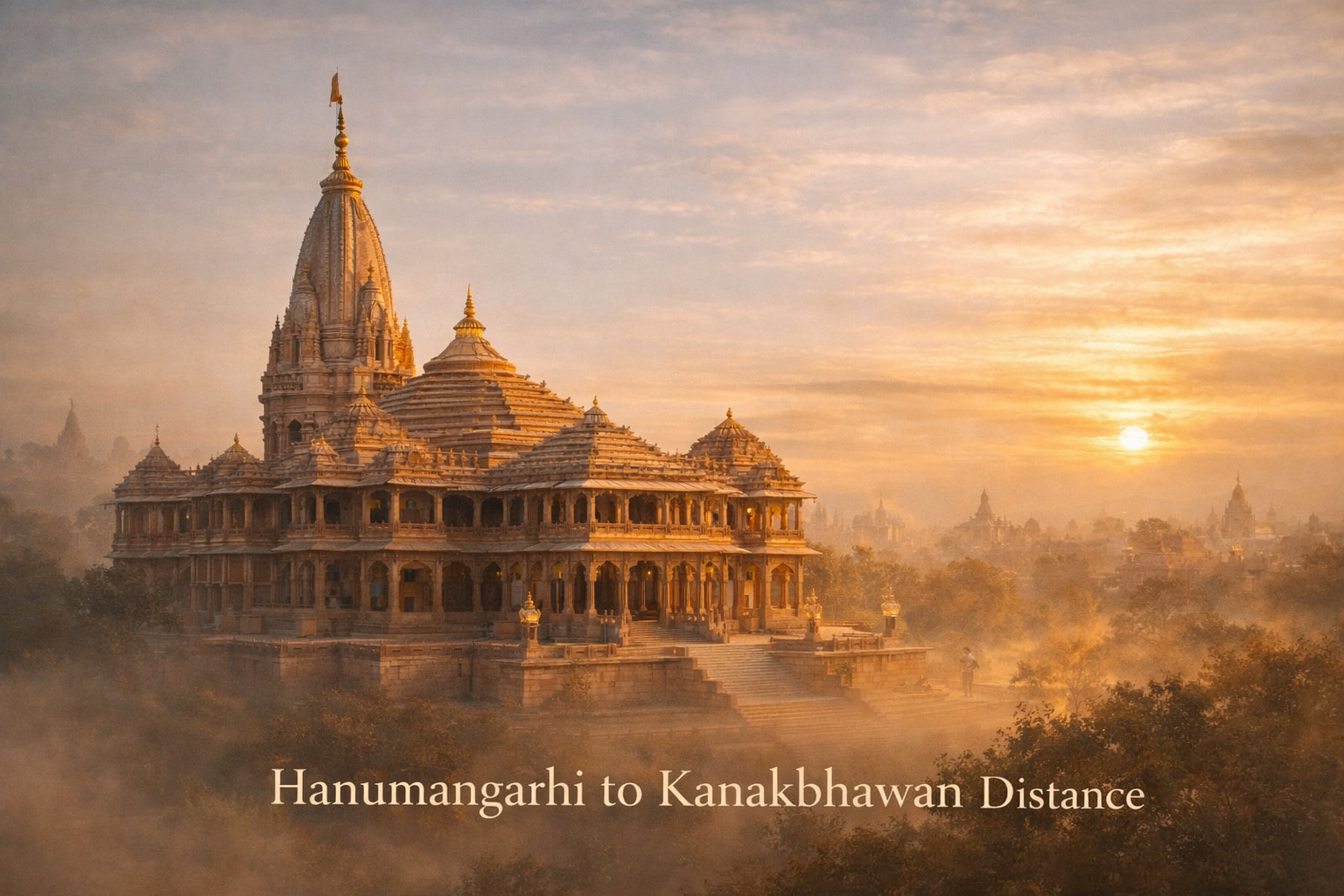 Hanumangarhi to Kanakbhawan Distance Walking Guide in Ayodhya Hanumangarhi to Kanakbhawan distance showing Ram Mandir Ayodhya temple view