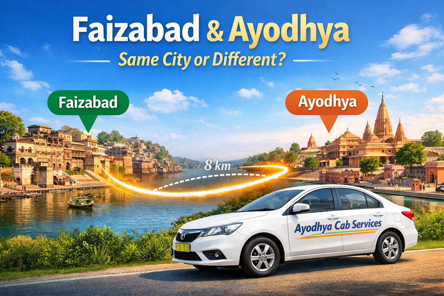 Faizabad and Ayodhya same city explained with distance map and cab guide