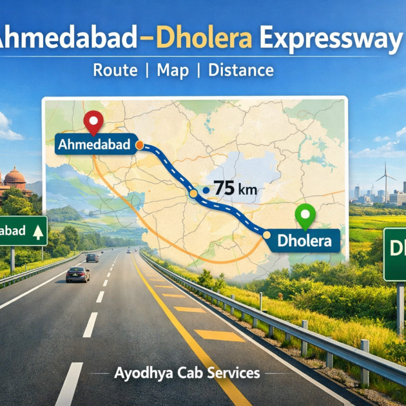 Ahmedabad Dholera Expressway route showing map, distance and travel connectivity