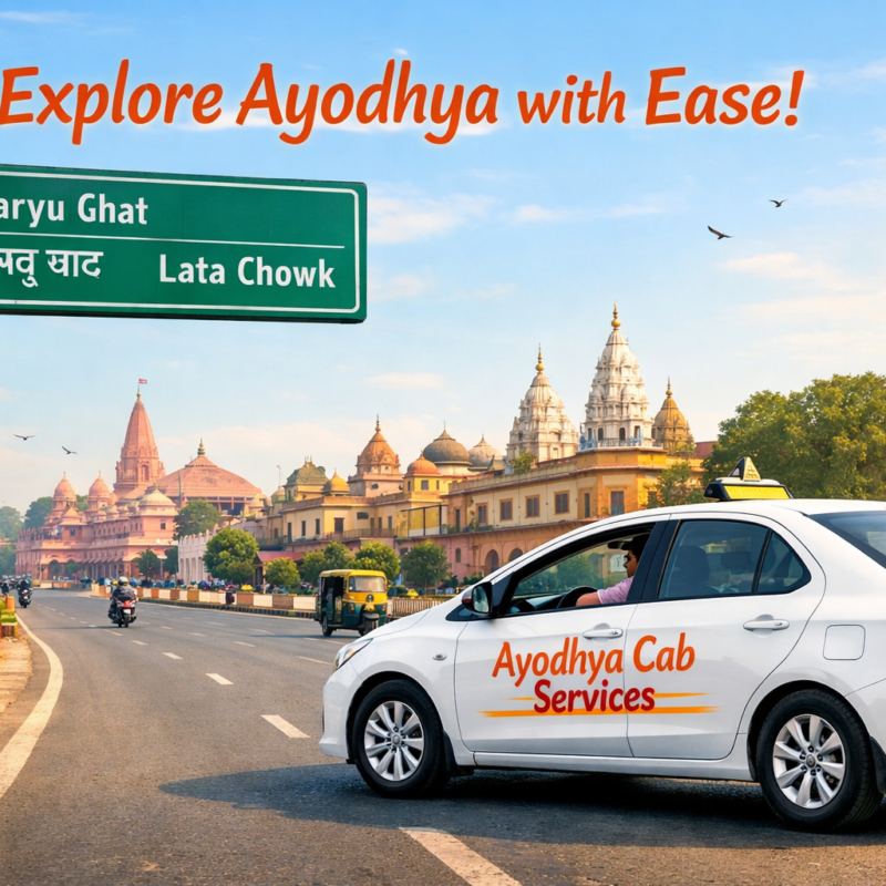 Saryu Ghat Lata Chowk distance route travel in Ayodhya with Ayodhya Cab Services