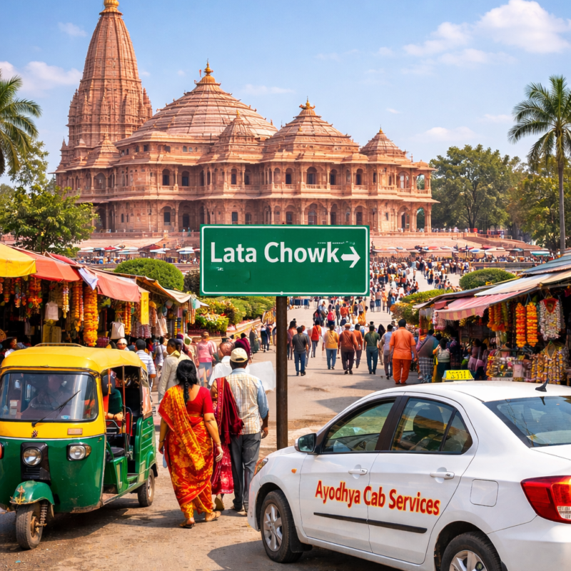 Hanuman Garhi Ayodhya route to Lata Chowk distance travel guide