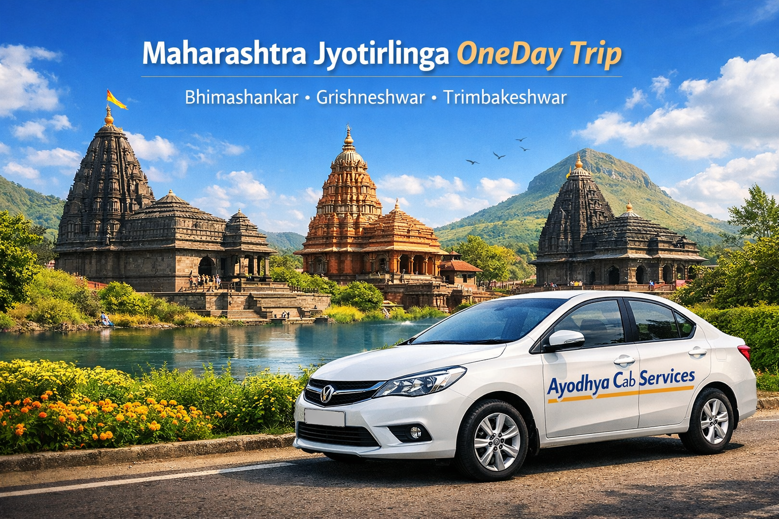 maharashtra jyotirlinga oneday trip bhimashankar grishneshwar trimbakeshwar by ayodhya cab services