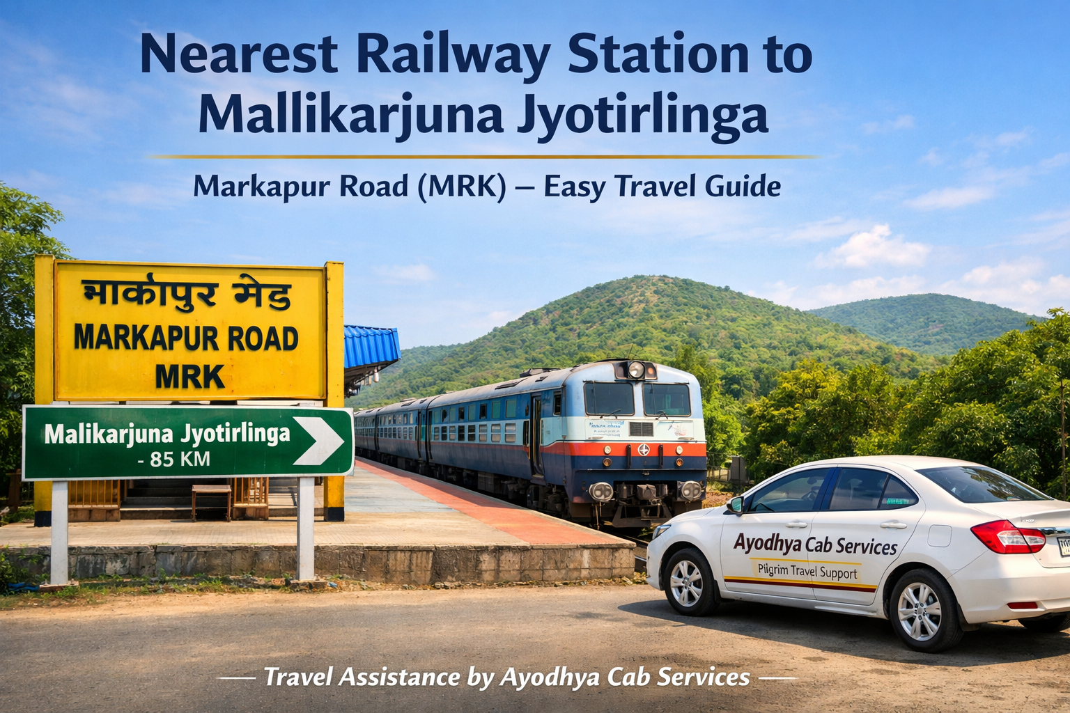 Mallikarjuna Jyotirlinga Nearest Railway Station Markapur Road MRK Mallikarjuna Jyotirlinga Nearest Railway Station at Markapur Road MRK with temple route board