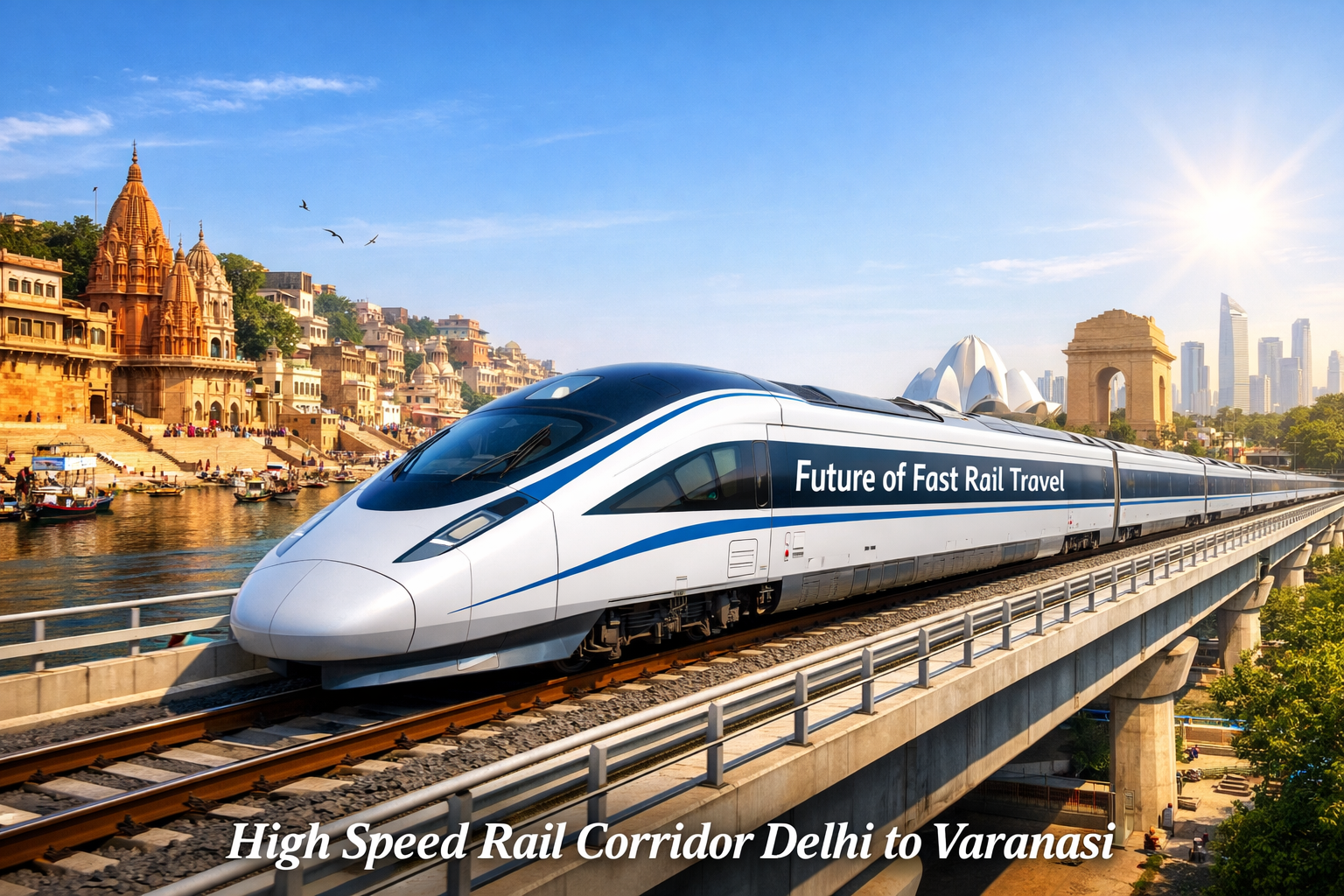 High Speed Rail Corridor Delhi to Varanasi Fast Train High Speed Rail Corridor Delhi to Varanasi modern fast train travel