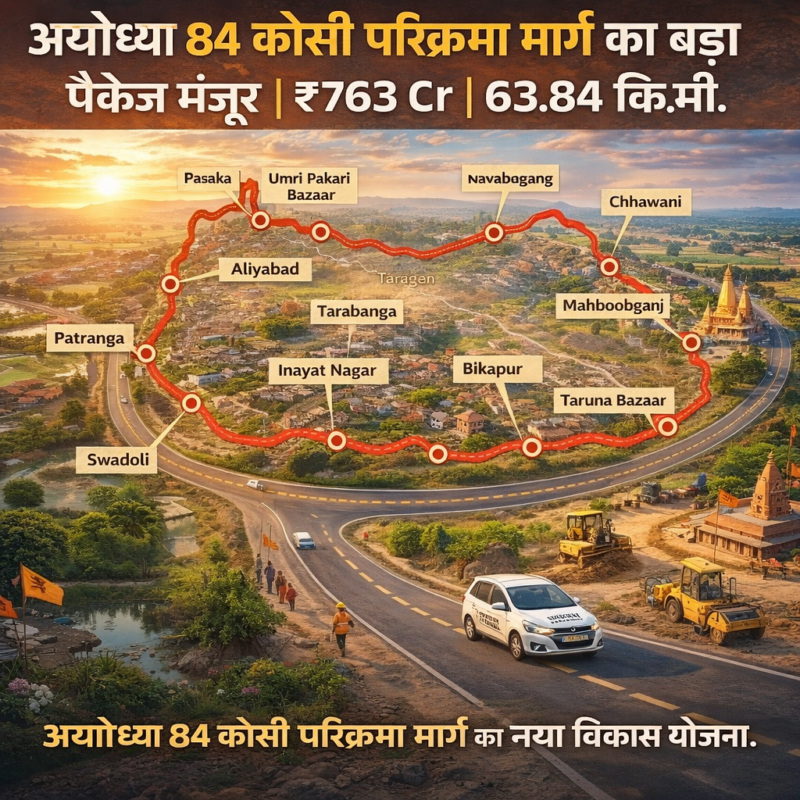 Ayodhya 84 Kosi Parikrama Marg route map with villages and road travel guide