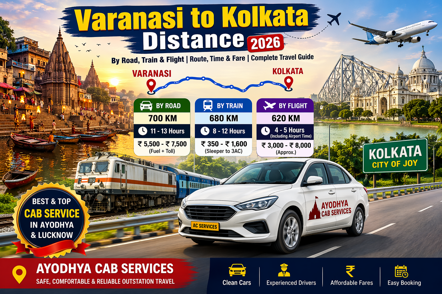 Varanasi to Kolkata Distance by Road, Train & Flight: Route, Time & Fare 2026