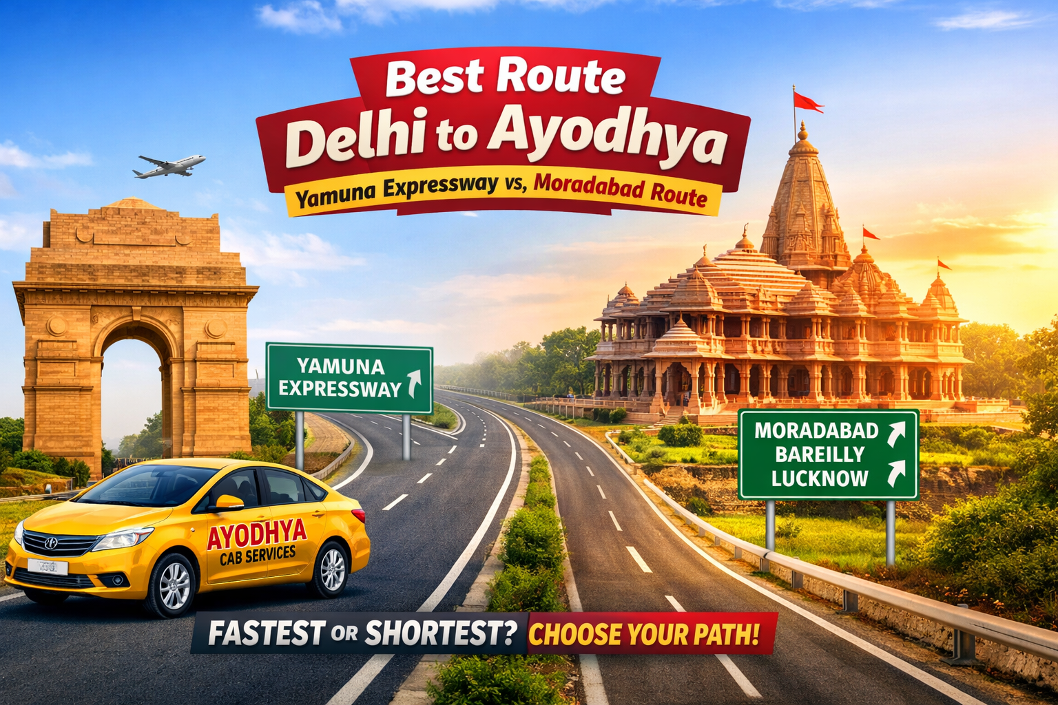 “Delhi to Ayodhya Route Comparison: Yamuna Expressway vs Moradabad Bareilly Road – Which is Better?”