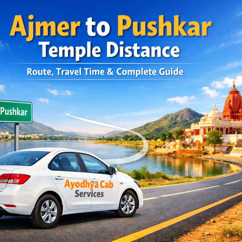 Ajmer to Pushkar Temple Distance route travel time Ajmer to Pushkar Temple Distance road guide taxi Ayodhya Cab Services Pushkar temple journey
