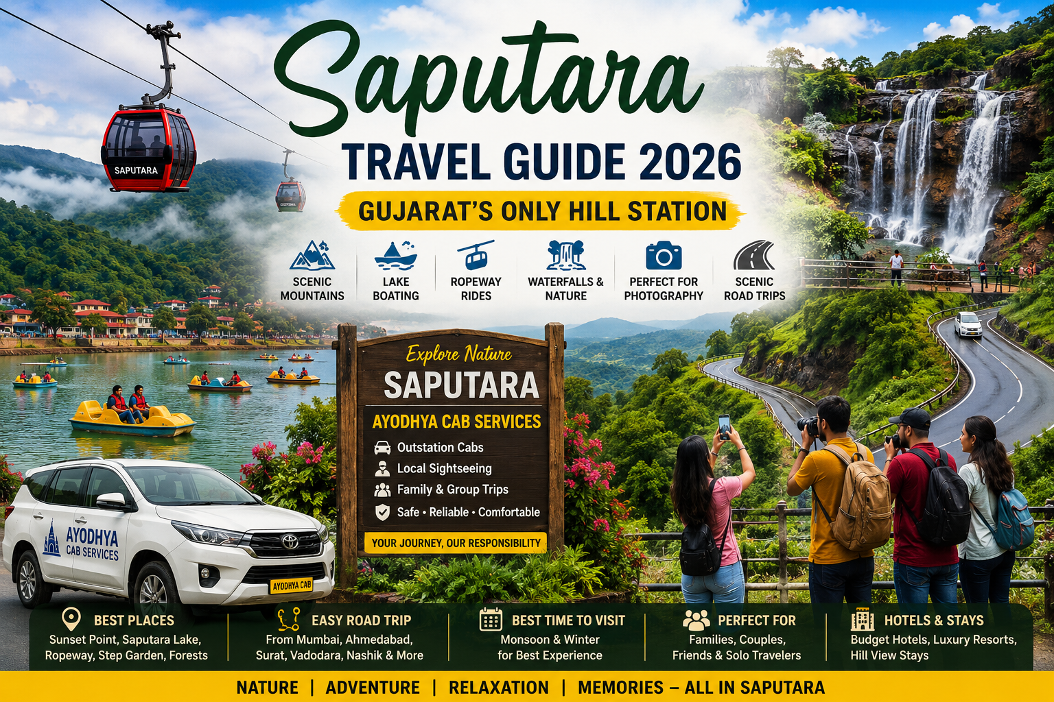 Saputara Hill Station Tourism | Saputara Travel Guide 2026 | Ayodhya Cab Services Saputara Hill Station Tourism Gujarat only hill station travel guide scenic mountain lake road trip with Ayodhya Cab Services