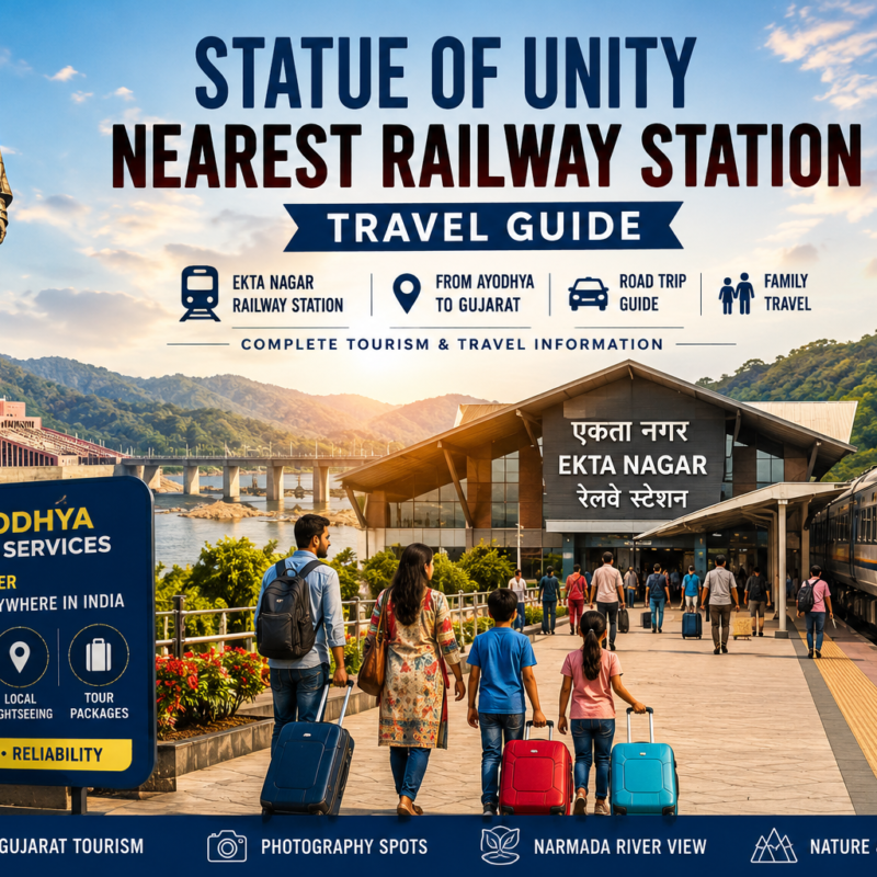 Statue of Unity Nearest Railway Station Gujarat tourism guide Ekta Nagar railway station Ayodhya Cab Services
