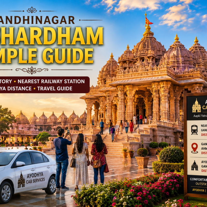 Gandhinagar Akshardham Temple Guide Gujarat tourism nearest railway station Ayodhya distance