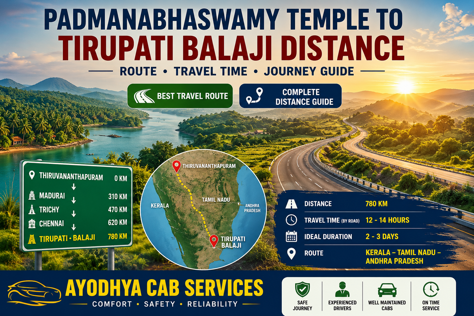 Sree Padmanabhaswamy Temple to Tirupati Balaji Distance: Route, Travel Time & Complete Guide