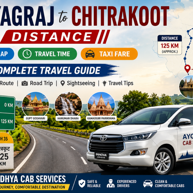 Prayagraj to Chitrakoot Distance showing route map, travel time, road journey, taxi fare guide and travel information between Prayagraj and Chitrakoot
