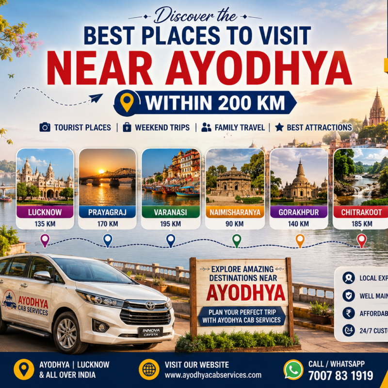 Places Near Ayodhya Within 200 KM featuring Tourist Places Near Ayodhya, Weekend Trips from Ayodhya, Family Travel Near Ayodhya and Best Attractions Near Ayodhya