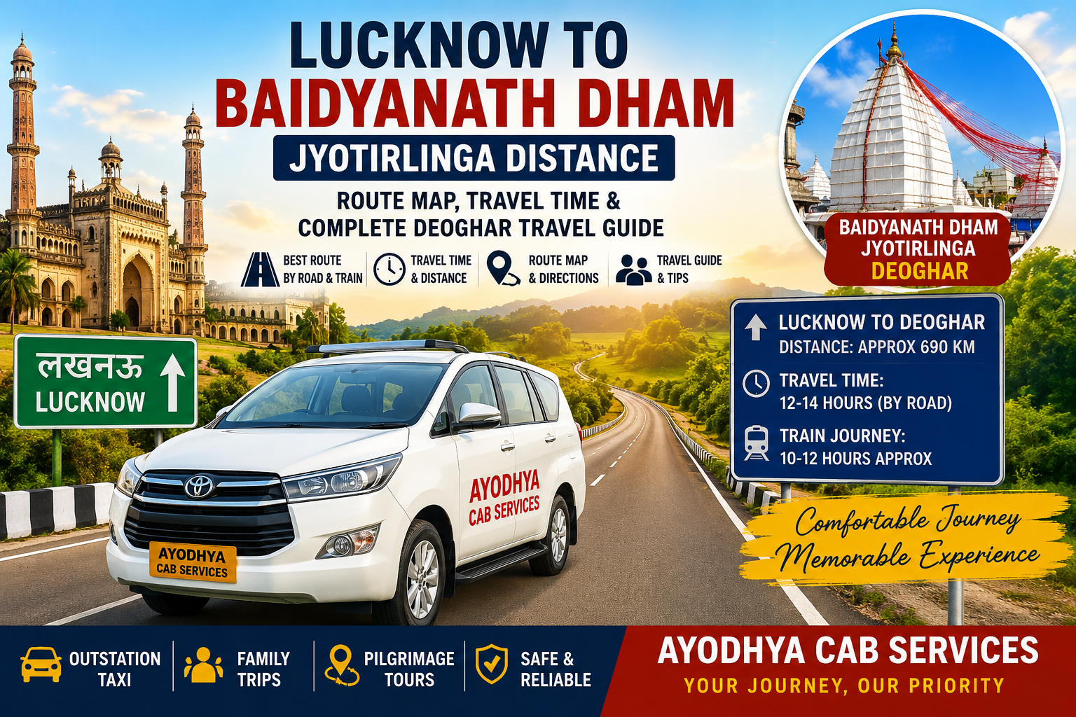 Lucknow to Baidyanath Dham Jyotirlinga Distance, Route Map, Travel Time & Complete Deoghar Travel Guide