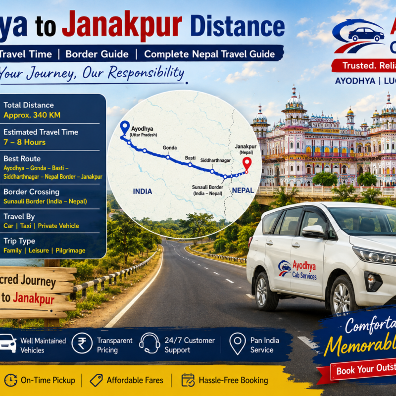 Ayodhya to Janakpur Distance, route map, travel time, border guide, Nepal travel guide and Ayodhya Cab Services