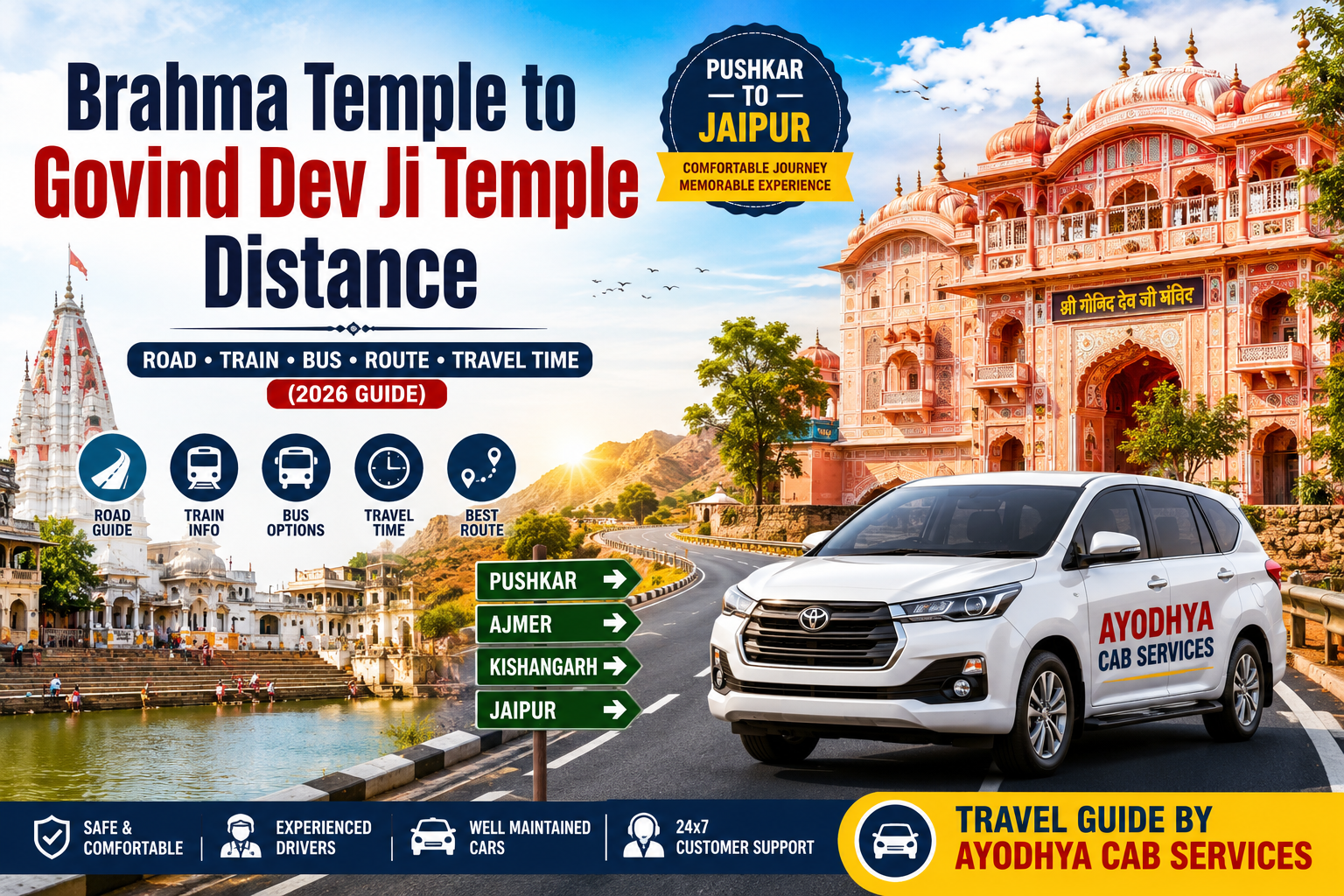 Brahma Temple to Govind Dev Ji Temple Distance by Road, Train & Bus (2026 Guide)