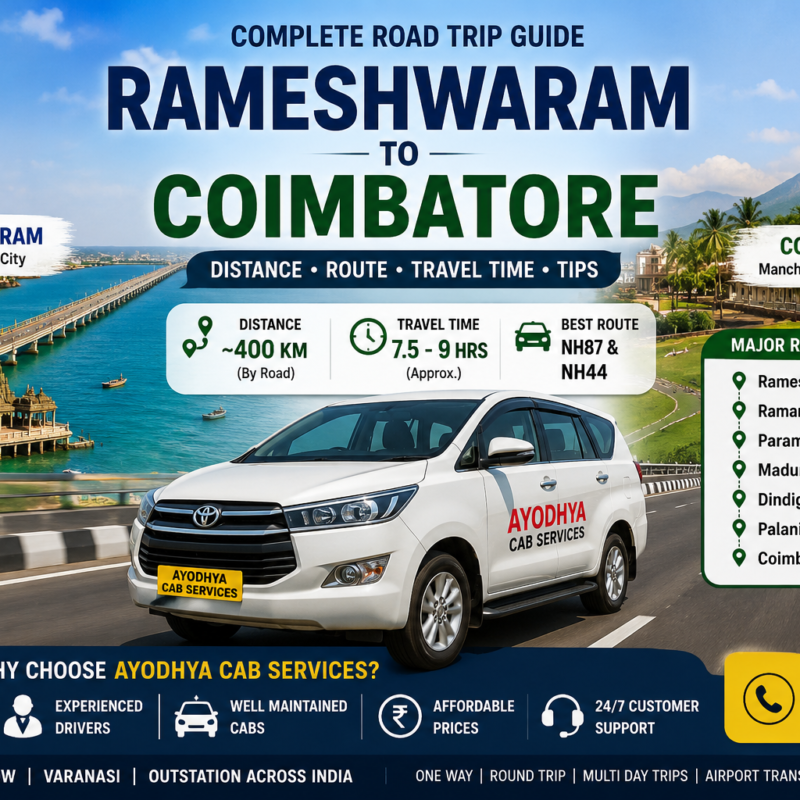 Rameshwaram to Coimbatore Distance, Best Route, Travel Time, Complete Road Trip Guide, Highway Journey by Ayodhya Cab Services