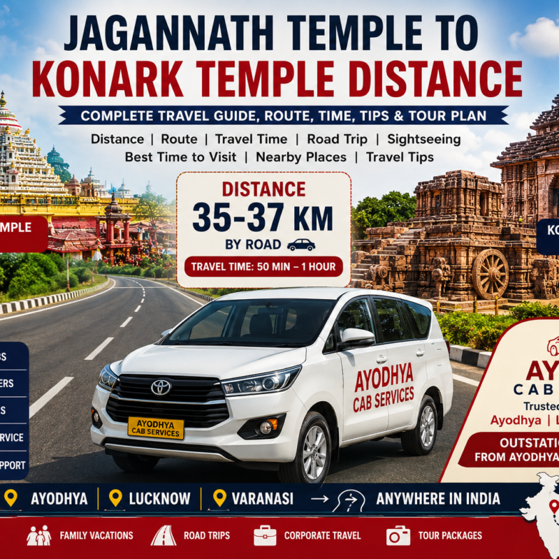 Jagannath Temple to Konark Temple Distance, best route from Puri to Konark, travel time, road trip guide by Ayodhya Cab Services
