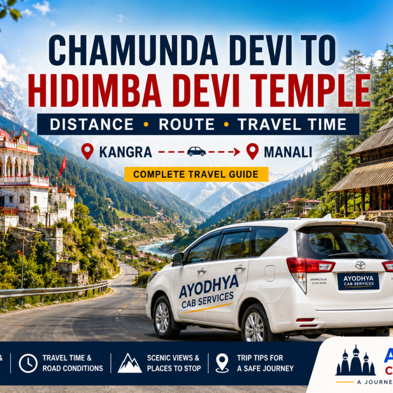 Chamunda Devi to Hidimba Devi Temple distance, road route and travel time from Kangra to Manali through Himachal Pradesh