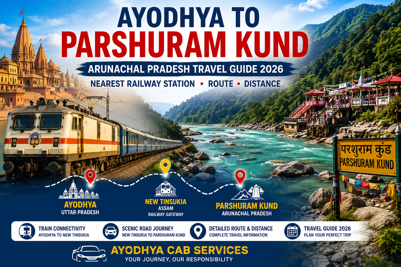 Ayodhya to Parshuram Kund(Arunachal Pradesh): Nearest Railway Station, Route & Distance 2026
