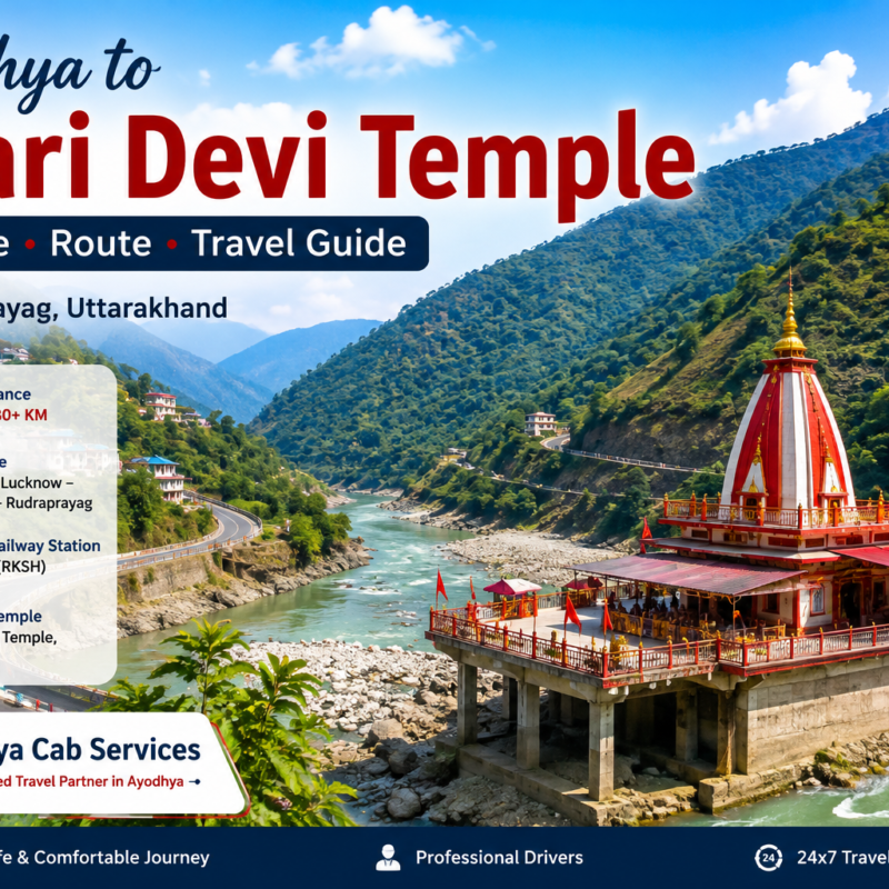 Ayodhya to Dhari Devi Temple distance, route and travel guide with Ayodhya Cab Services