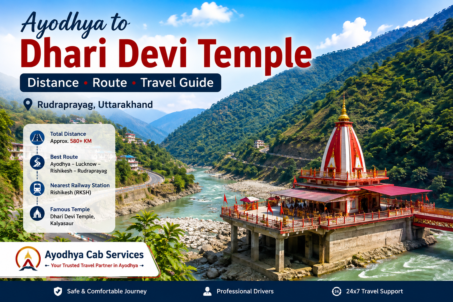 Ayodhya to Dhari Devi Temple – Route & Travel Guide | Ayodhya Cab Services Ayodhya to Dhari Devi Temple distance, route and travel guide with Ayodhya Cab Services