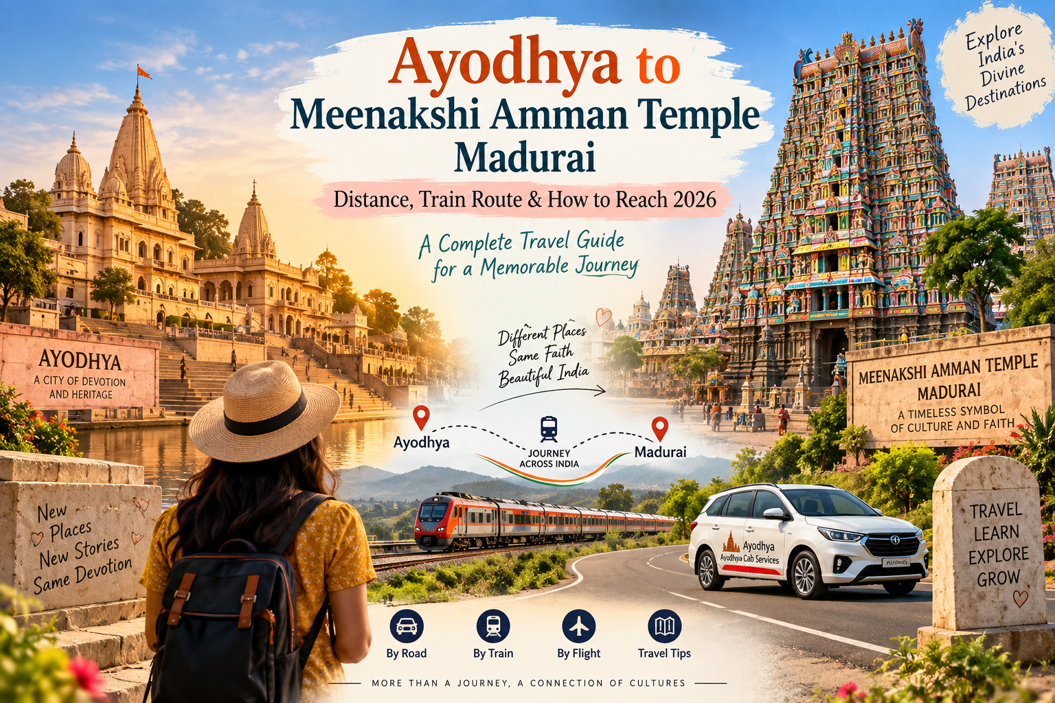 Ayodhya to Meenakshi Amman Temple Madurai | Ayodhya Cab Services Ayodhya to Meenakshi Amman Temple Madurai travel guide showing Madurai temple culture, train journey and route from Ayodhya
