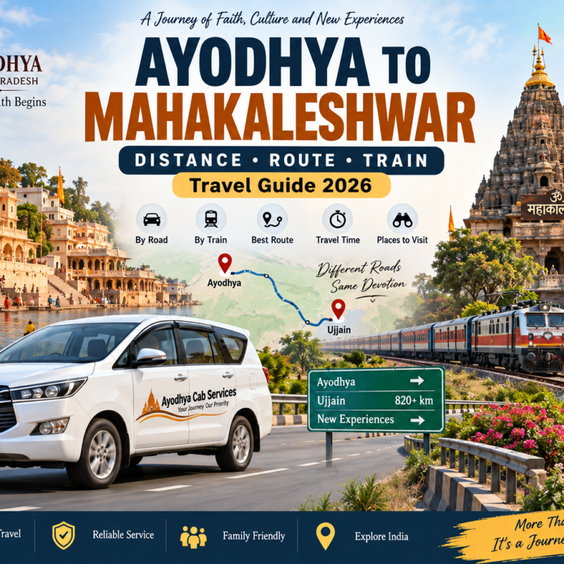 Ayodhya to Mahakaleshwar Temple Distance route and travel guide 2026 with Ayodhya Cab Services