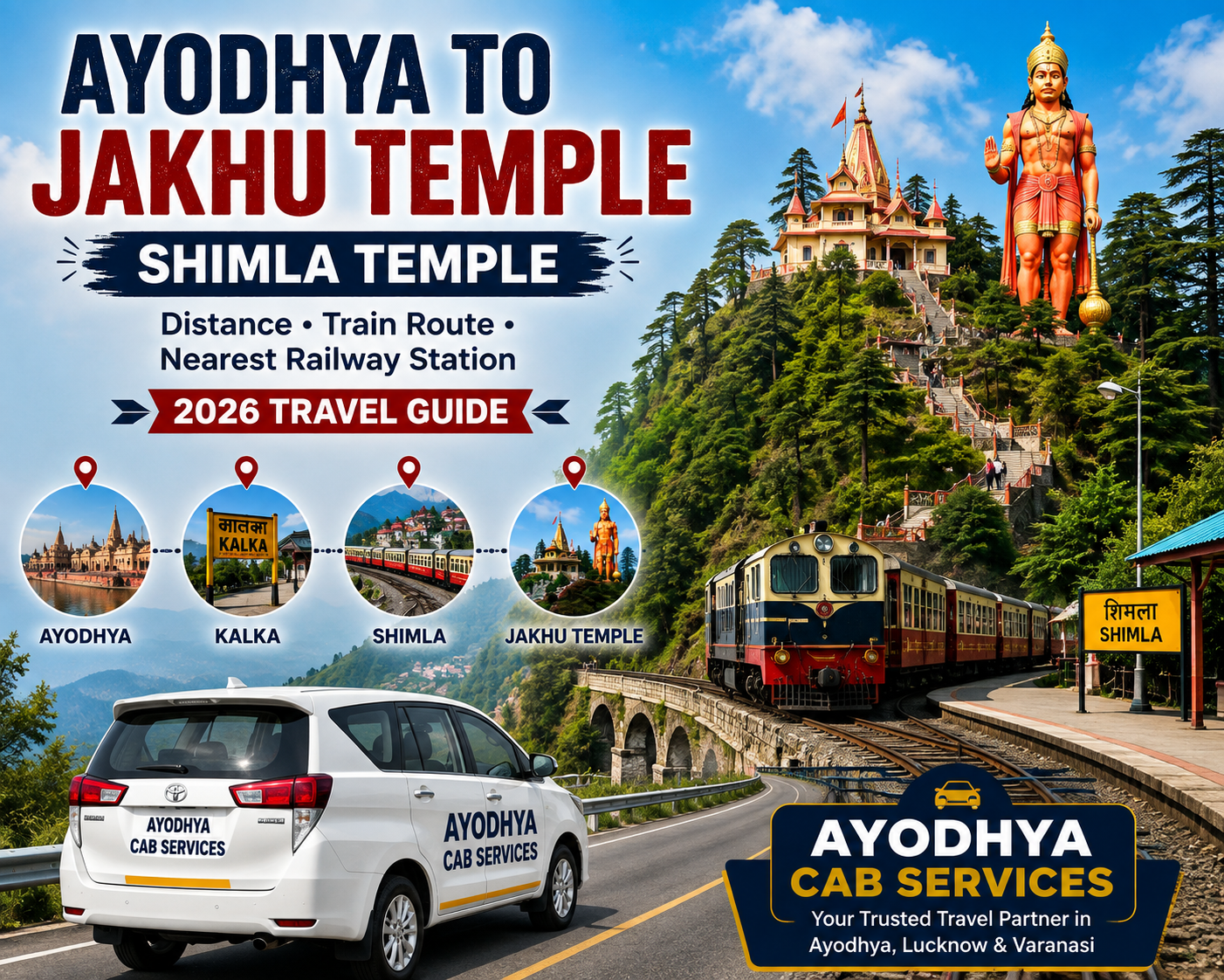 Ayodhya to Jakhu Temple – Shimla Temple Distance 2026 | Ayodhya Cab Services Ayodhya to Jakhu Temple – Shimla Temple Distance with train route, Shimla hills and Jakhu Temple travel guide 2026