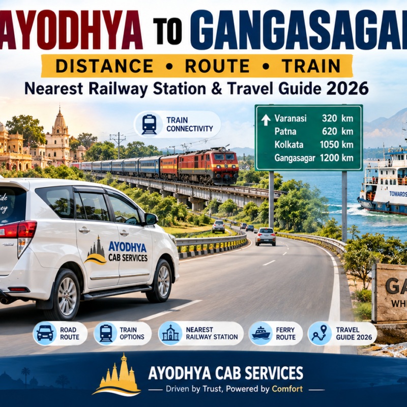 Ayodhya to Gangasagar Distance route, train, nearest railway station, ferry and travel guide 2026