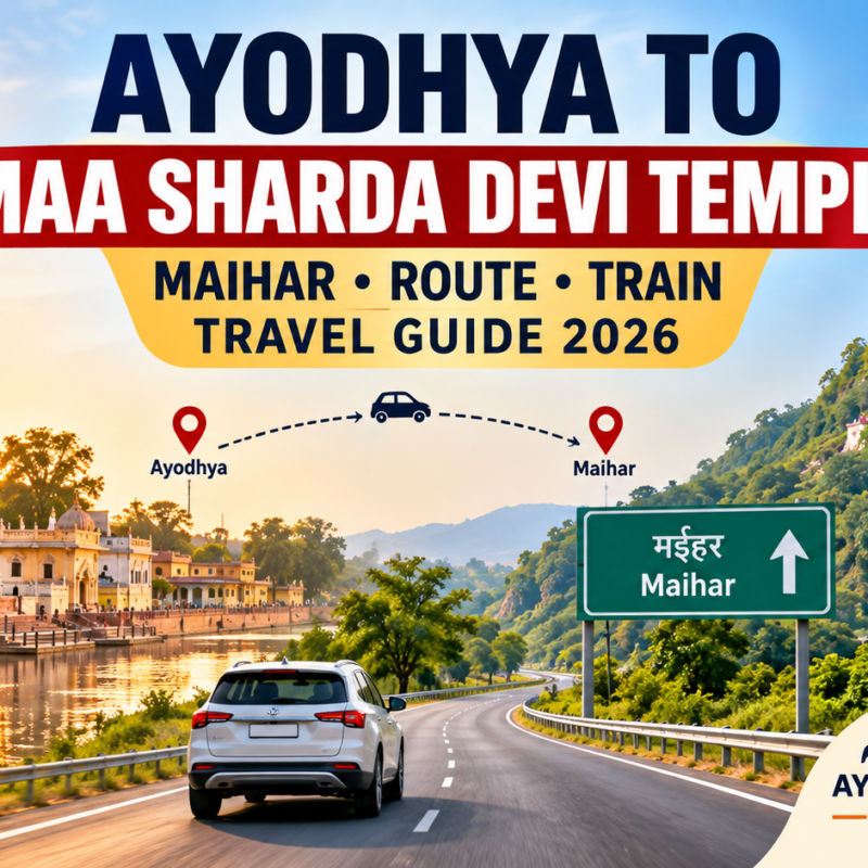Ayodhya to Maa Sharda Devi Temple travel guide showing the journey to Maihar and Trikuta Hill