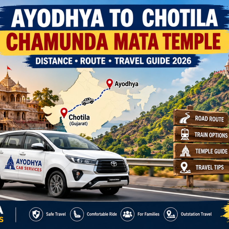 Ayodhya to Chotila travel guide showing the journey towards Chamunda Mata Temple on Chotila Mountain