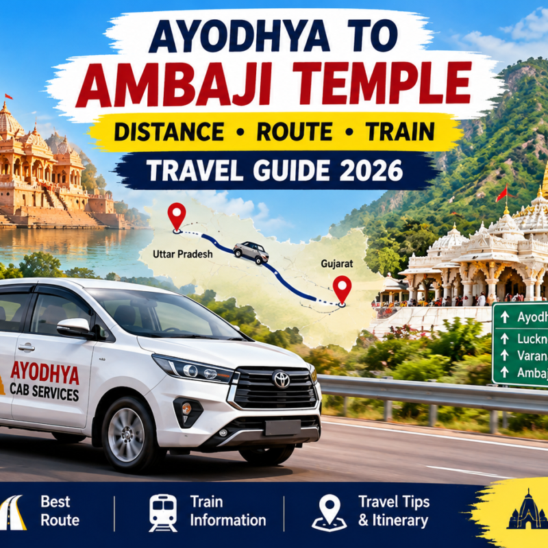 Ayodhya to Ambaji Temple Distance travel visual showing Ayodhya to Ambaji route and Ambaji Temple journey